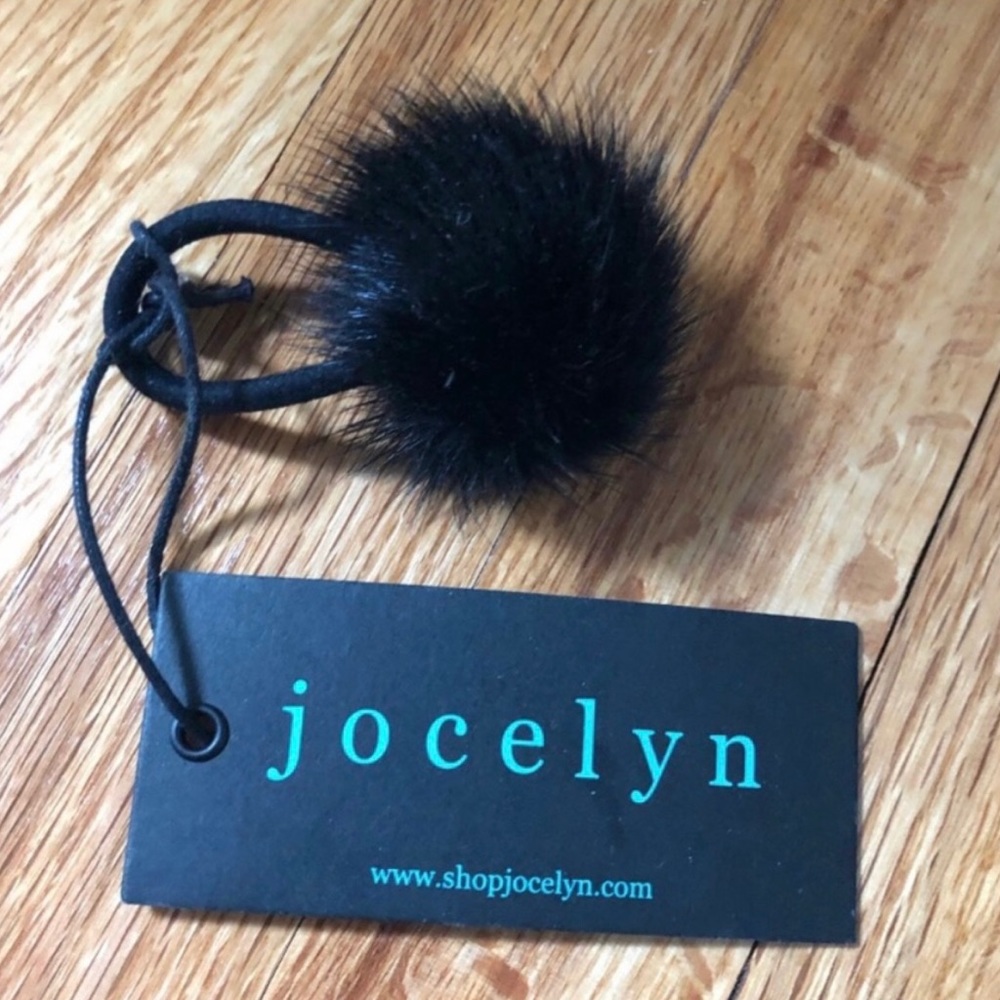 Jocelyn 100% real fur black hair tie